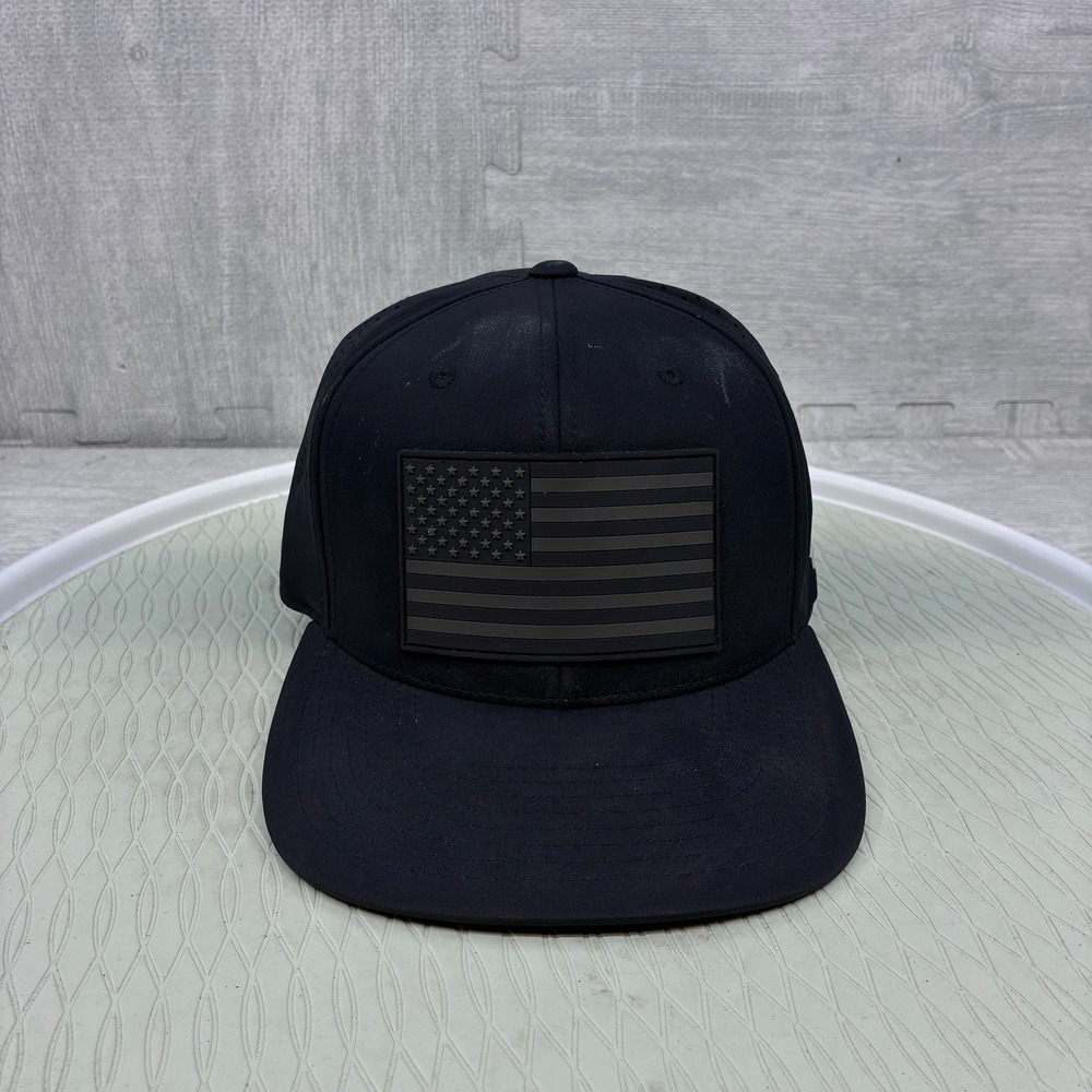Branded Bills Hat Mens Black American Flag Perforated Snapback Cap Patriot